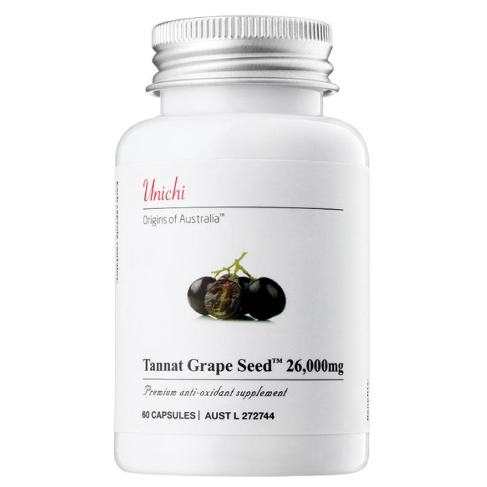 Unichi tannat grape seed 26000mg 丹拿葡萄籽精华胶囊 60粒 （高含量花青素/抗氧化/提亮肤色）